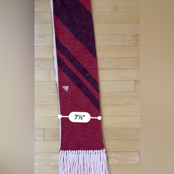 Adidas Striped Fringe Scarf and Matching Beanie Set in Maroon - Picture 5 of 16
